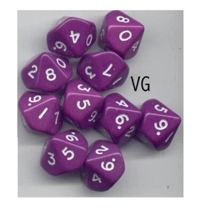 NEW RPG Dice Set of 10D10 - Opaque Purple - Picture 1 of 1