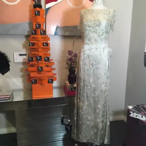 Abito da sera verde Badgley Mischka taglia 8 seta/abito da sera 1580-25-9818 - Foto 1 di 12