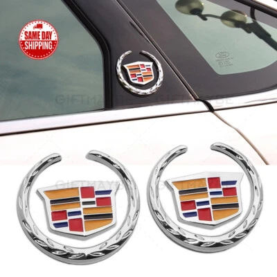 2pcs For Cadillac Fender Marker Door Logo Badge Emblem Car Decoration Sport V - Image 1 of 4
