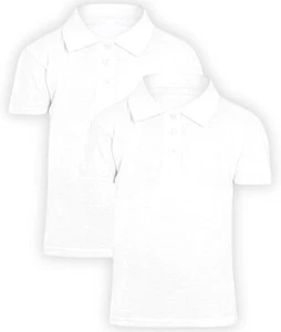 Bamu 2er-Pack Mädchen Schuluniform Polo weiß einfach Hemd Ärmel Shirts Sport - Bild 1 von 11