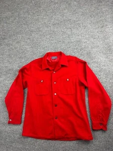 Vintage 1960s Pendleton Wool Loop Collar Shirt Men's L USA Made Solid Red - Picture 1 of 6