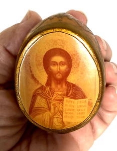 Older Jesus Wooden Easter Egg Icon - Christianity, 2-3/4" Tall - Picture 1 of 11