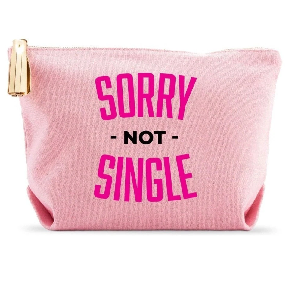 Bolsa de Maquillaje de Lona Rosa Estuche con Cremallera Lo siento No Soltera No Ser Borla Nuevo en Paquete Foto 1 de 4