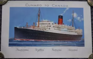 CUNARD WHITE STAR LINE RMS FRANCONIA SCYTHIA RARE 19"X13" SHOESMITH AGENT PRINT - Bild 1 von 4