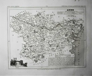 1833.ALTER DRUCK:Aus dem "KLEINEN ATLAS..86 DEPARTEMENT..FRANKREICH".Verkauf.DEP.AUDE.AETNA - Bild 1 von 3