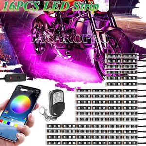 16PCS RGB bluetooth Motorcycle LED Light Accent Glow Neon Strip APP Control Kit