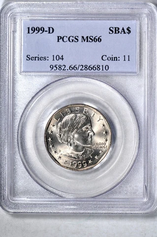 1999-D SBA$1 Susan B. Anthony Dollar PCGS MS66 #810 Cover