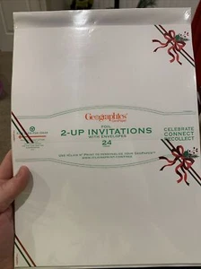 GEOGRAPHICS 2-UP Christmas Invitations With Envelopes 24ct, Red Bow Red&green - Picture 1 of 4