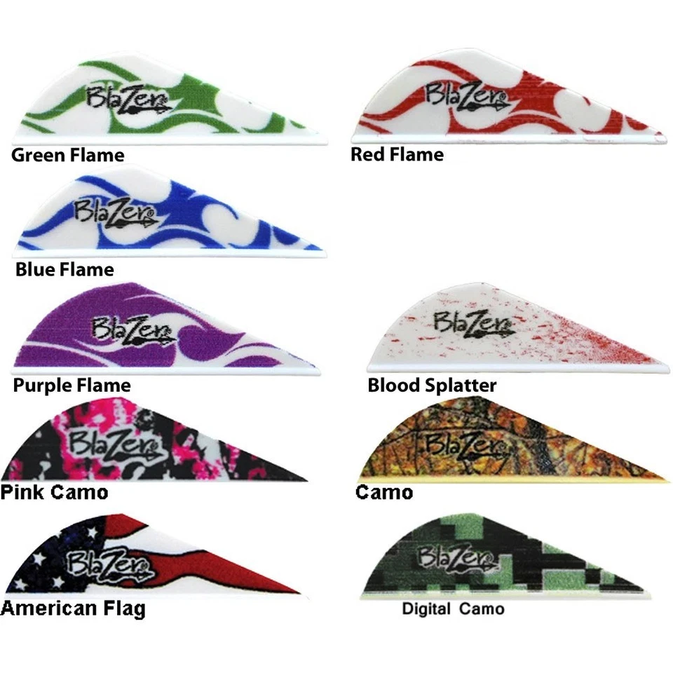 Flame 100 pk Bohning Blazer Vane 2" Camo Arrow Fletching Mix & Match 10 Colors - Image 1 of 1