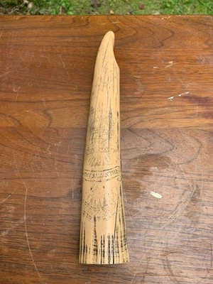 "Colmillo de diente de morsa de ballena tallada sintética Scrimshaw de colección The Samantha 11,5""" Foto 1 de 4