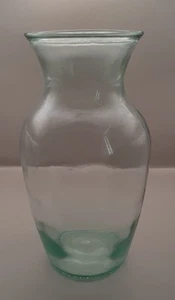 Seltene große klassische klare grün getönte Glas Blumenvase Blumenstrauß Öffnung Design - Bild 1 von 10