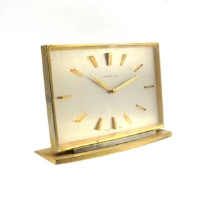 Vintage Tiffany Co. Table Clock Hand-Rolled Metallic Swiss Made - Picture 1 of 10