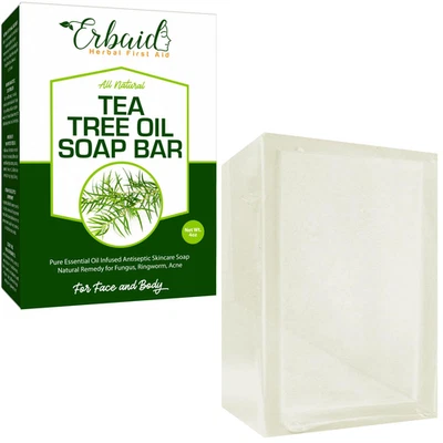 Tea Tree Oil Soap Bar for Face & Body, 4Oz –All Natural Remedy Skin Cleanser – P - Image 1 of 4