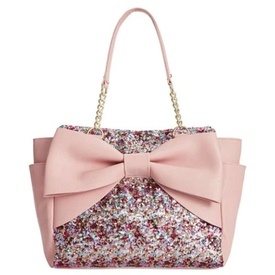 Betsey Johnson Arco Iris Lentejuelas Rosa Cuero Kitsch Bolsillo Cartera Bolso Monedero  Foto 1 de 4