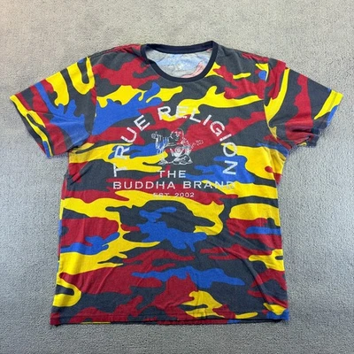 True Religion Men's Buddha Camo Logo Tee Multicolor Large Cotton Crew Neck - Image 1 of 4