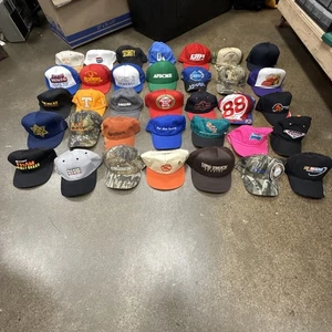 35 Vintage Hat Lot Trucker Snap Back Strap Collector Bundle 80s 90s 00s Lot B - Picture 1 of 22