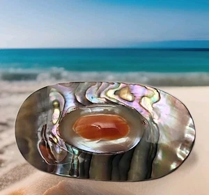Vintage Beautiful Abalone Oval Blister Pearl Pin Brooch 1.25" x 2" (Stunning) - Picture 1 of 4