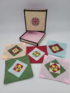 Korean Traditional Ramie Patchwork Rectangle Coasters (Set of 5pcs). New. - Picture 1 of 2