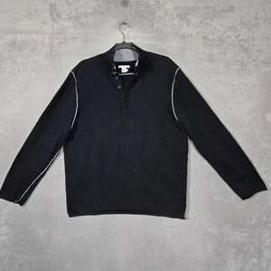 Carbon 2 Cobalt black Sweater Cashmere Blend Men’s Large 1/4 button - Picture 1 of 9