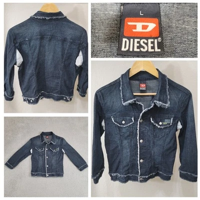 Vintage Diesel Kimti Jean Jacket Women's Large Blue Trucker Denim Made Italy Y2K - Image 1 of 4