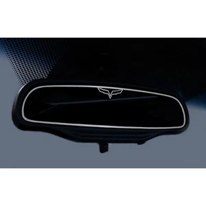 ACC Rear Mirror Trim Flags Logo fits 2005-13 Corvette w/Auto-Dim Mirrors-Brushed - Picture 1 of 2