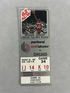Michael Jordan 3/22/87 NBA Ticket Stub Chicago Bulls Trailblazers Photo Ticket - Picture 1 of 2