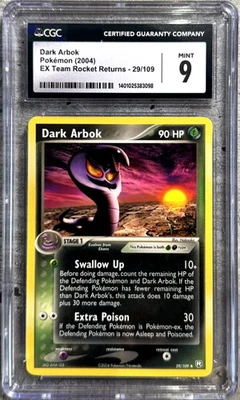 Pokemon Card Dark Arbok CGC 9 Mint, EX Team Rocket Returns 29/109, 2004 (1) - Image 1 of 4