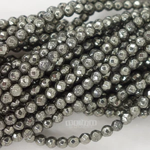 Cuentas redondas facetadas de pirita brillante de 15,7" 2,5 mm (B/T 2 mm y 3 mm) #11254 - Imagen 1 de 4