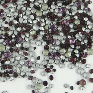STRASS MIX 7 *** 100 alte Strasssteine konischer Boden, Amethyst MIX GRÖßEN - Bild 1 von 3