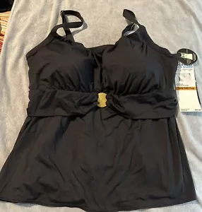 Coco reef Plus Size Black Tankini Bathing Top Size 16W 38D Cup - Picture 1 of 4