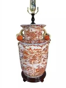 ASIAN STYLE LAMP PORCELAIN GLAZED LAMP - Picture 1 of 2