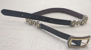 Brighton WOMEN'S  Belt BROWN/Black Double Faces USA Alligator Pattern VINTAGE  - Picture 1 of 12
