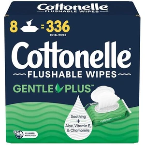 Flushable Wet Wipes, Aloe & Vitamin E, 8 Packs, 42 Wipes Each, Total 336 Wipes - Picture 1 of 5