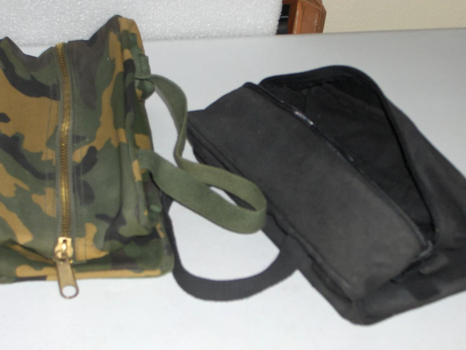 (2) Bolsa de herramientas de lona de algodón TEXSPORT, 2 bolsillos, 11"x6"x7", 11820, negra y camuflaje. Foto 1 de 4