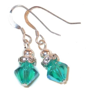 Ohrringe türkisfarben Kristall DEZEMBER Geburtsstein 8 m Sterlingsilber Swarovski Elements - Bild 1 von 5