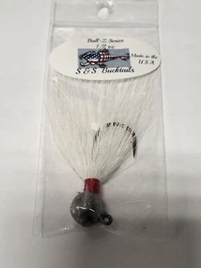 1 ORIG. S&S Bucktails BALL-Z Jig PLAIN/WHITE 1/2 oz. NATURAL HAIR - FREE SHIP - Picture 1 of 2