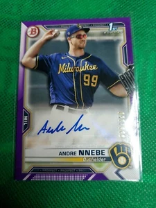 2021 Bowman Purple Parallel ANDRE NNEBE Auto BREWERS 1st Bowman Paper /250 - Picture 1 of 2