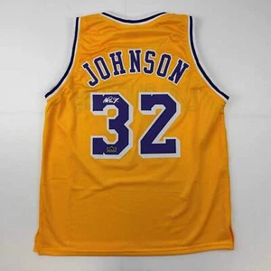 Facsimile Autographed Earvin Magic Johnson Los Angeles LA Yellow Auto Jersey XL - Picture 1 of 4
