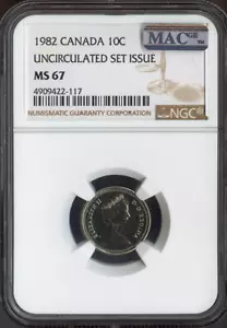 1982 Canada 10 Cents 10C NGC MS67 MAC - Quality - Picture 1 of 2