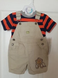 CARTERS BABY OVERALL SHORTS & SHIRT SZ 12 MONTHS Monkey ( I'm a little hunk ) - Picture 1 of 12