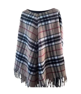 Passigatti beige checked wool poncho jacket scarf luxury style one size tartan - Picture 1 of 8
