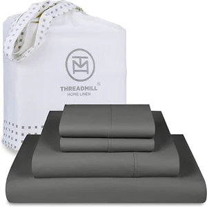 Luxury 800 Thread Count King 100% Cotton Sheets - Dark Grey Sateen Weave Bed-She - Picture 1 of 8
