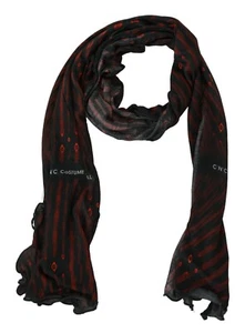 CoSTUME NATIONAL C'N'C Scarf Black Red Viscose Foulard Branded 150x33cm RRP $200 - Picture 1 of 6