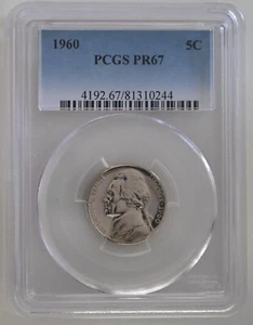 ONE OF PR67 1960 JEFFERSON NICKEL PCGS GRADED US 5C PROOF P-MINT EXACT COIN - Picture 1 of 7