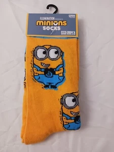 Minions Print Novelty Crew Socks, Men’s Size 6-12, New - Picture 1 of 3