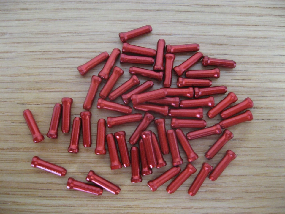 50 X JAGWIRE RED ALLOY  END CRIMPS FOR cycle BRAKE/GEAR CABLE - Image 1 of 1