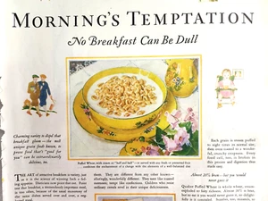 Quaker Puffed Wheat Rice Cereal Vtg 1927 Ad Magazine Print Baby Breakfast - Picture 1 of 9