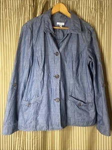 Charter Club Medium Blue Long Sleeve Button Up Denim Chambray Jacket Sz XL - Picture 1 of 4