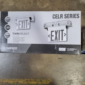 New OPEN BOX Hubbell Compass Trade Select Edge Lit LED Exit Sign CELR2GNE - Picture 1 of 2