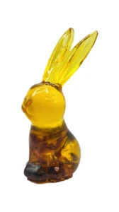 Handmade Rabbit Figurine Amber and Amber Resin Unique Easter Handmade Decor Gift - Picture 1 of 6